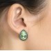 E101LM Antiqued Silver Lt Mint Tear Drop Crystal Earrings 106385